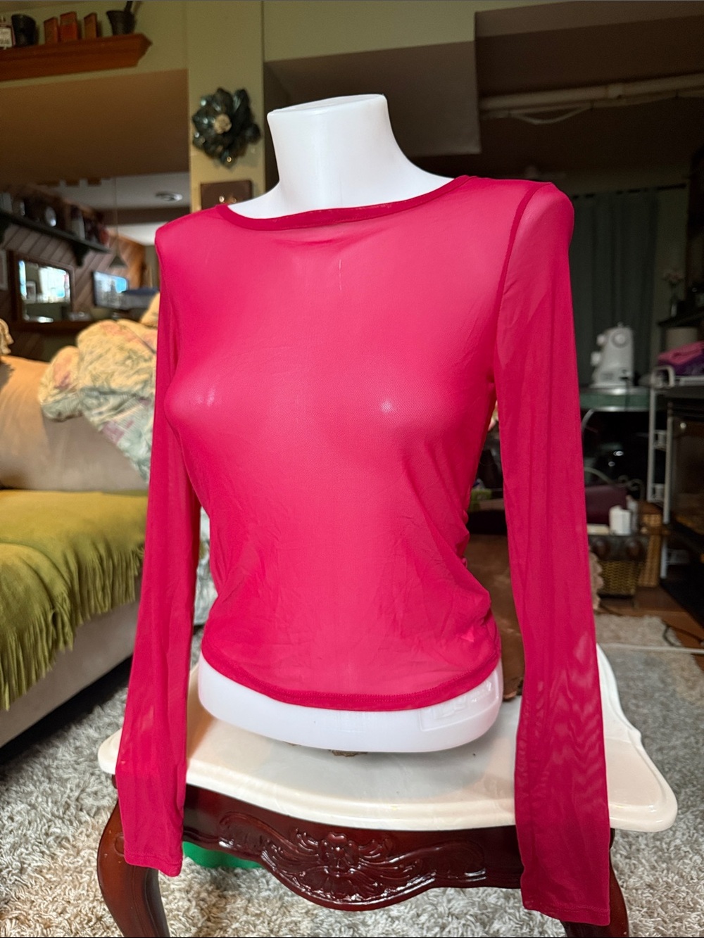 3 For $25 antistar Hot Pink Sheer Mesh Long Sleeve Crewneck Layering Top